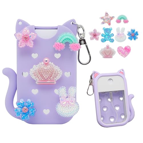 Cat Silicone Case for Touchland Hand Sanitizer with Keychain & Charms