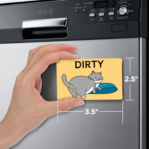 Dishwasher Clean Dirty Magnet Indicator - Double-Sided Gray Cat Sign