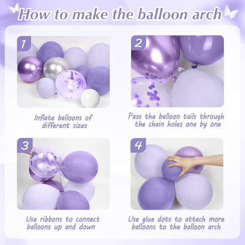 Lavender and Silver Birthday Party Decoration Kit with Balloons