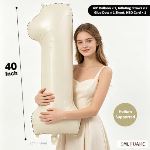 40 Inch Beige Number 7 Foil Balloon - Giant Cream Birthday Party Decoration