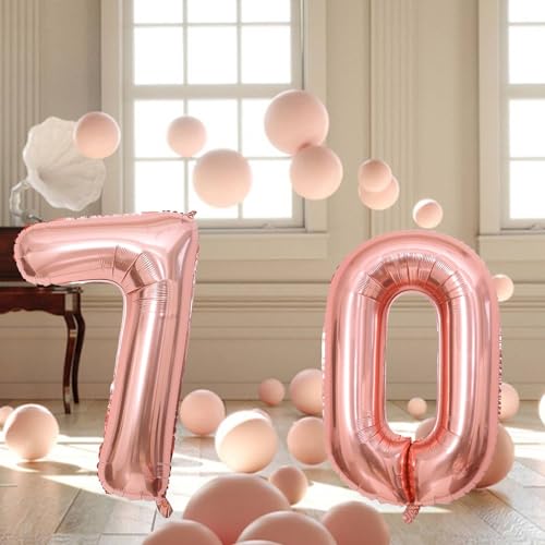 40 Inch Rose Gold Number 80 Balloons for 80th Birthday Party
