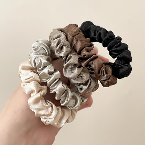 ADIASEN Silk Satin Hair Scrunchies 8-Pack Neutral Colors Hair Ties