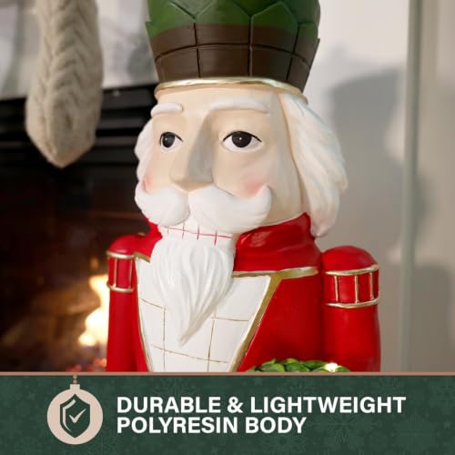 Christmas Nutcracker Statue with LED Wreath - Indoor Outdoor Decor