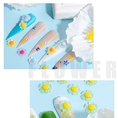 BAIYIYI 100 Pcs 3D Acrylic Resin Sunflower Nail Art Charms