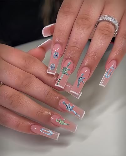GAWRJ 60-Piece Metal Alloy Nail Charms with Rhinestone Details