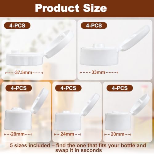 Nobelight 20 Pcs Leak-Proof Flip-Top Bottle Caps Kit for Lotion & Shampoo