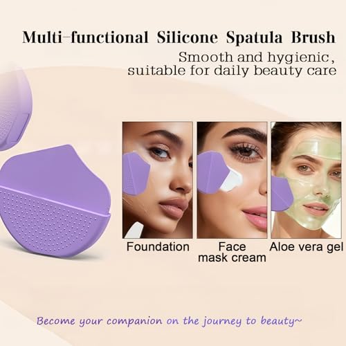 SIHIMESOLFVE Silicone Foundation Brush - Flat Head Makeup Tool in Purple