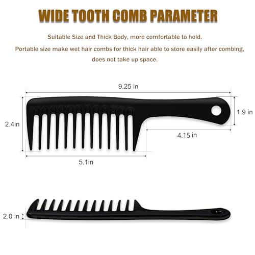 Wide Tooth Detangling Comb 4-Pack - Large Hair Styling Comb for Curly Hair
