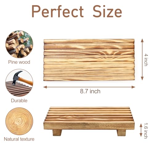 Renawe Small Wood Pedestal Stand, 8.7" Farmhouse Kitchen & Bathroom Tray