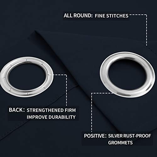Easy-Going Blackout Curtains, Thermal Insulated Navy Drapes, 52x108 in