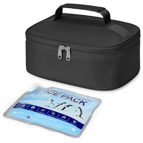 Bagseri Black Small Insulated Lunch Bag with Ice Pack - 4L