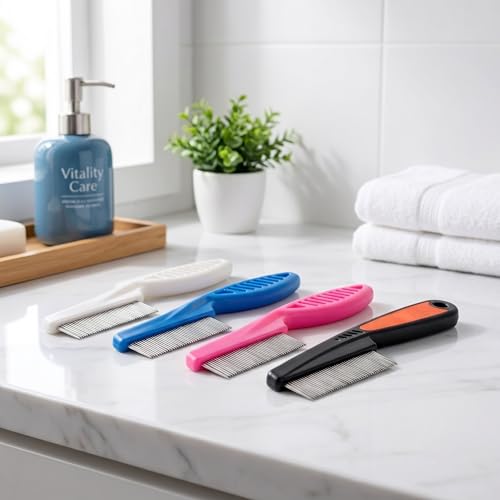 Fepibur 4-Pack Stainless Steel Fine-Tooth Combs for Hair and Scalp Care