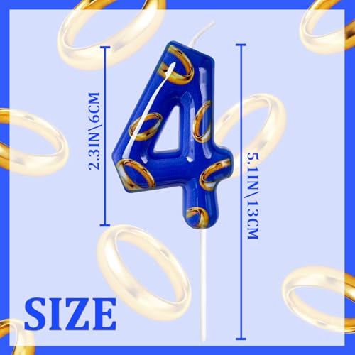 Blue and Gold Birthday Number Candle - 4 for Cake Decoration