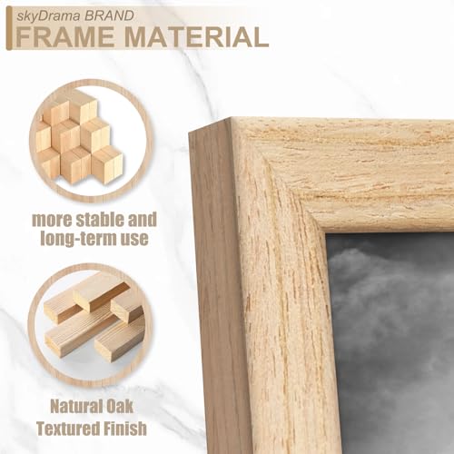 skyDrama 9x12 Solid Wood Picture Frame - Natural Wood Grain, 2 Pack