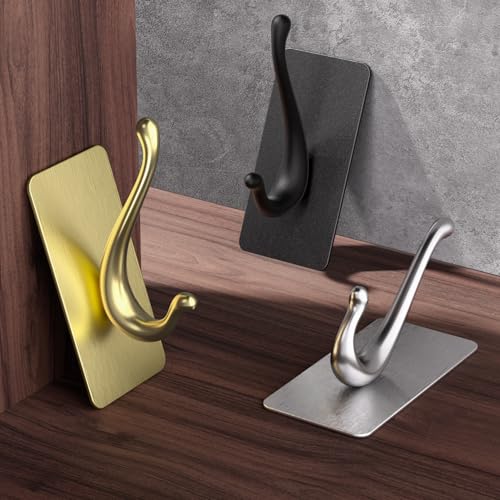 JCHOUS Adhesive Towel Hooks - Solid Alloy Wall Hooks, 2 Pack