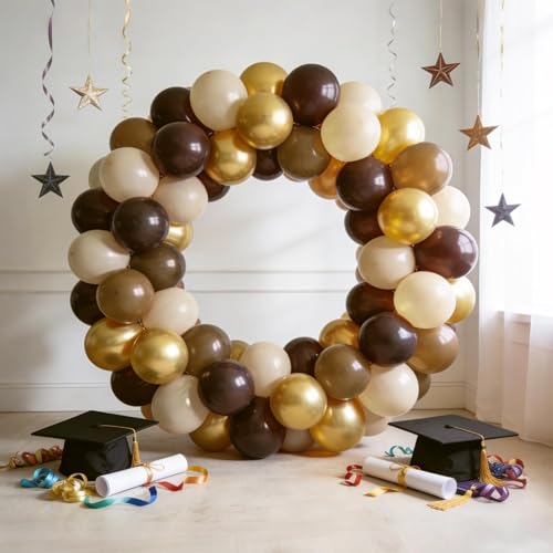 Brown and Gold Balloons Set - 60pcs 12" Helium Latex for Parties