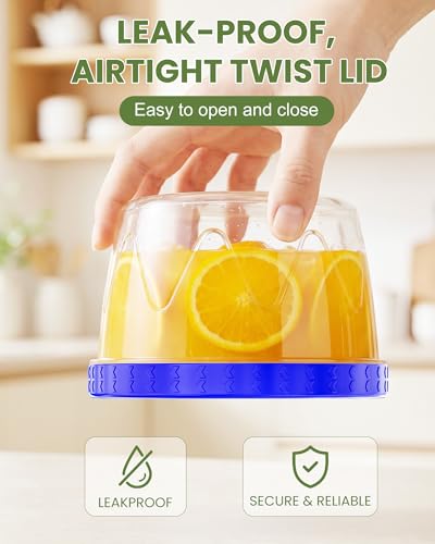 Reusable Food Storage Containers Set with Airtight Twist Lids - 13 Pack, BPA-Free Plastic, Leakproof & Microwave Safe
