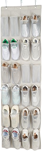 Amazon Basics 24-Pocket Over-the-Door Shoe Organizer, Light Grey