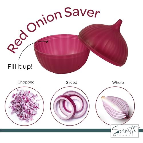 Servette Home Red Onion Food Keeper Storage Container with Lid