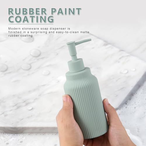 Green Ceramic Soap Dispenser - 14oz Soft Touch Lotion Pump