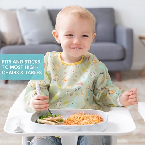 Bumkins Silicone Suction Tray for Toddlers - Marble A6 - Non-Slip Dish