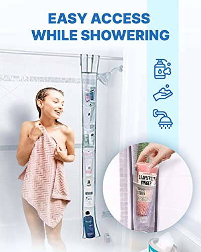 Skywin Hanging Mesh Shower Caddy - 7-Pocket Portable Organizer, White