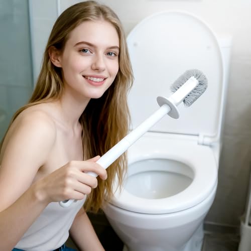 FORASTO Toilet Bowl Brush and Holder Set - Splash Proof & Space Efficient