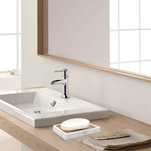 Luxspire Bamboo Soap Dish with Drainage - Durable Resin Holder