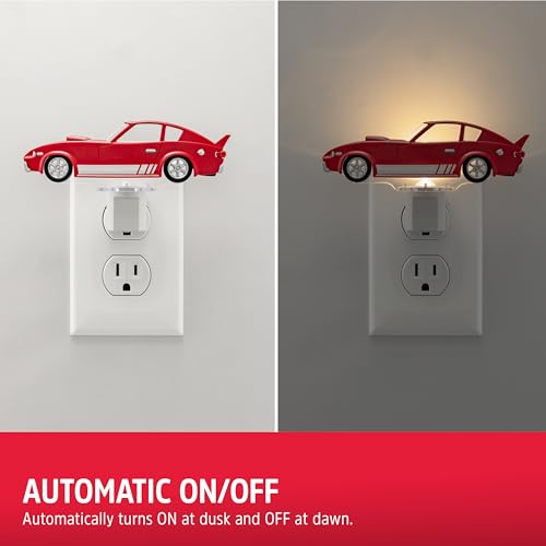 Energizer Race Car LED Night Light with Dusk to Dawn Sensor, Soft White