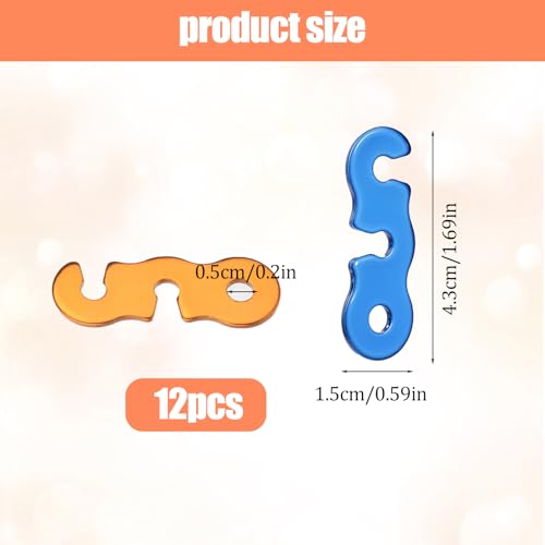 12 Pack Guyline Tensioner, 3 Colors Aluminum Alloy Guy Line Cord Adjusters, Guy Line Tension Adjusters, Paracord Tensioner, Tent Rope Tensioners for Camping Hiking Backpacking Outdoor Tent Accessories