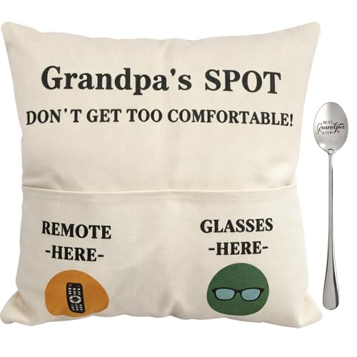 Grandpa's Spot Throw Pillow Cover with Engraved Spoon - Funny Gift