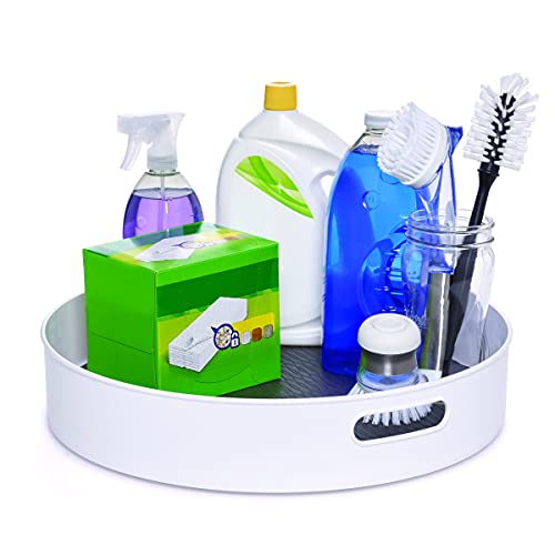 Copco 18-Inch Lazy Susan Organizer - White and Gray, Revolving Storage