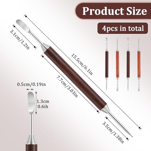 4PCS Stainless Steel Latte Art Pen Set with Wood Handles