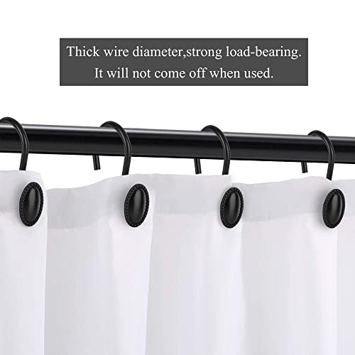 Black Shower Curtain Hooks - 12Pcs Heavy Duty Rustproof Zinc