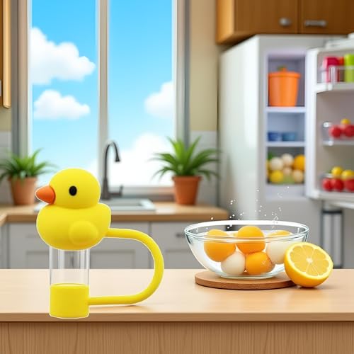 10mm Silicone Duck Straw Cap for Stanley Cup - Yellow
