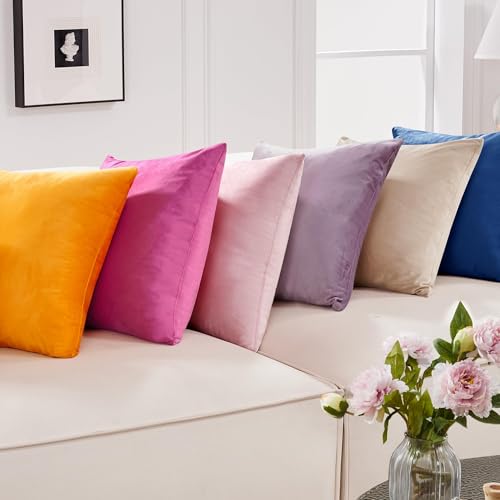 Deconovo Navy Blue Velvet Throw Pillow Covers 18x18 Inch Pack of 2