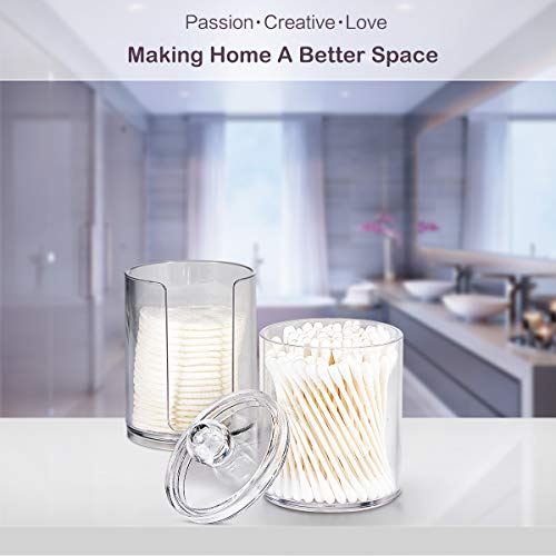 SheeChung 2-Pack Acrylic Cotton Holder Canisters - Vanity Storage