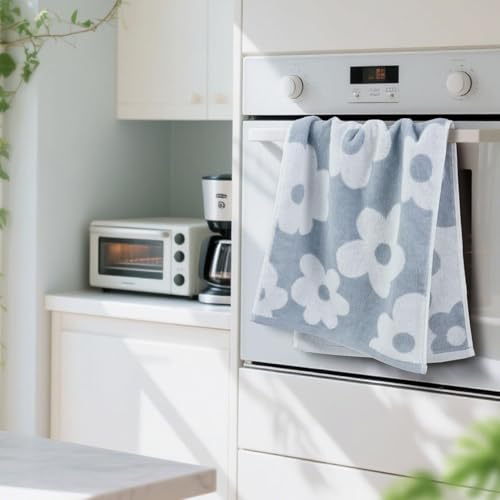 Dusty Blue Floral Hand Towels Set of 2 - Jacquotha Bathroom Towels
