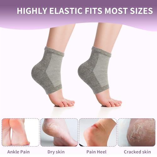 Silicone Gel Heel Socks for Dry Cracked Feet 2 Pairs Moisturizing