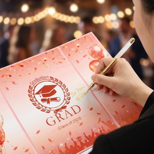 Rose Gold Graduation Guest Book 2026 - Signature Sign-In Board