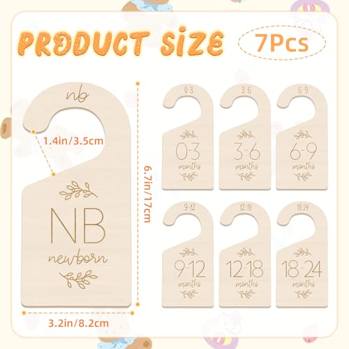 7 Wooden Baby Closet Dividers for Newborn to 24 Months Organizer