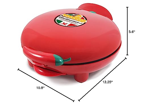 Elite Gourmet EQD-413 Electric Non-Stick 8" Quesadilla Maker, Easy-Slice 6-Wedge, Grilled Cheese Corn Flour Tortilla Snacks, Red