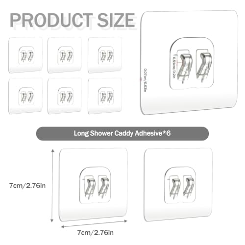 6PCS Waterproof Shower Caddy Adhesive Hooks – No Drill, Strong Hold