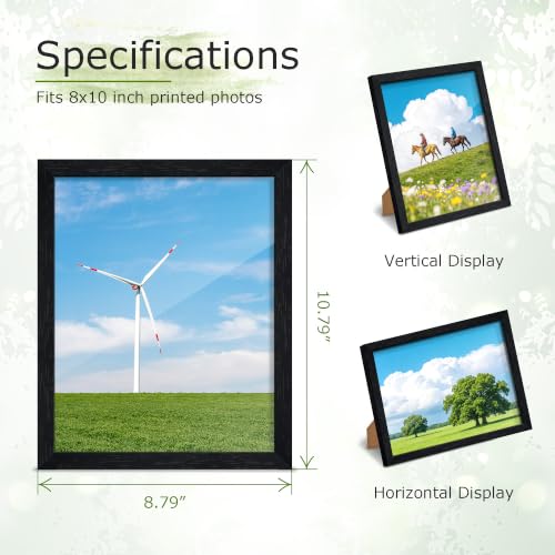 Fisnish Black Woodgrain 8x10 Picture Frame Set of 3 - Wall & Tabletop Display
