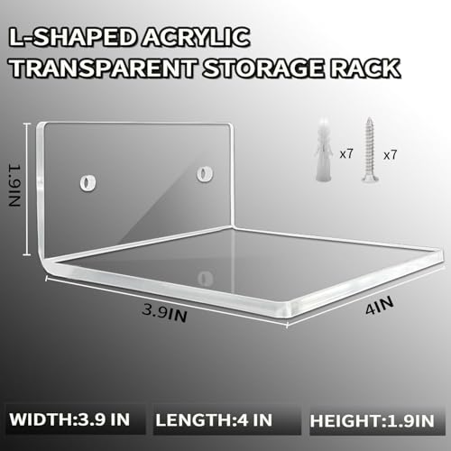 Acrylic Wall Shelves - 4 Pack Clear Display Ledges for Collectibles & Decor