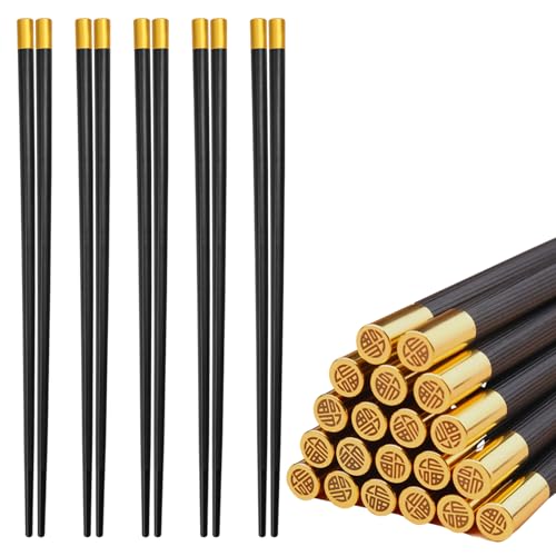 PYBBO Reusable Fiberglass Chopsticks 5 Pairs, Dishwasher Safe Non-Slip