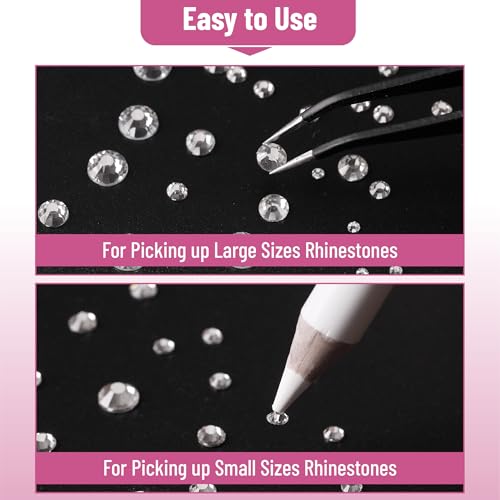 Mr. Pen Clear Flatback Rhinestones 2000 Pcs with Tweezer and Picking Pen