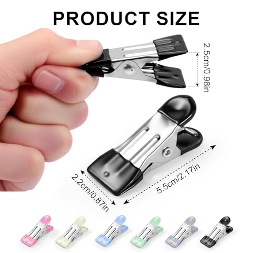 Senbowe 30 Pack Metal Chip Clips - Rubber Coated, 6 Colors