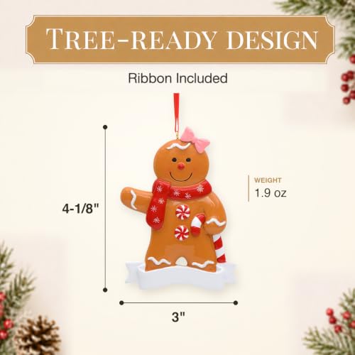 Personalized Gingerbread Girl Christmas Ornament - Holiday Keepsake