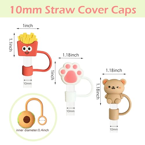 14 Pcs Cute Animal & Food Straw Covers for 30&40 oz Stanley Cup